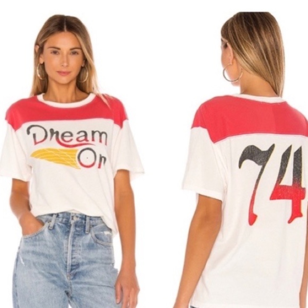 NWT Daydreamer Dream On Varsity Tee in Vintage White - Size Small - Picture 6 of 13